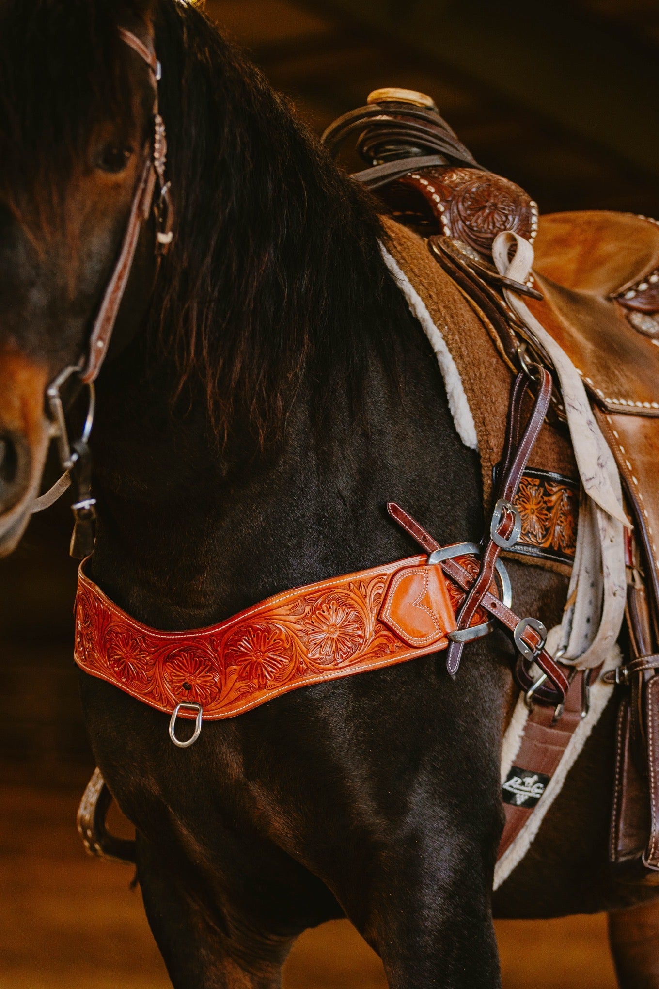 Hand Tooled Tripping Collar | 100K Equine Horse Gear CA & USA